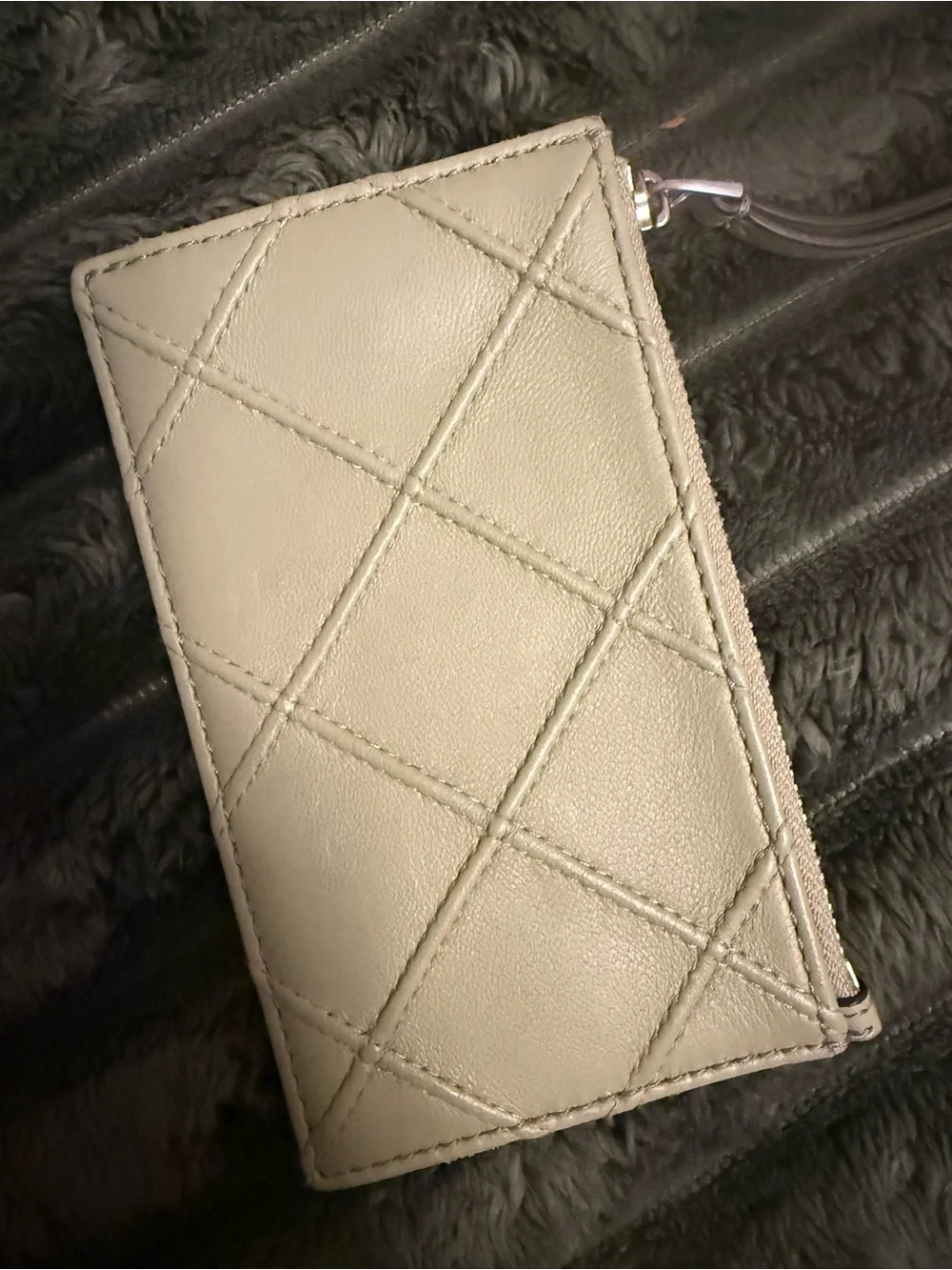 Tory Burch Cream Leather Card Holder with Wristlet